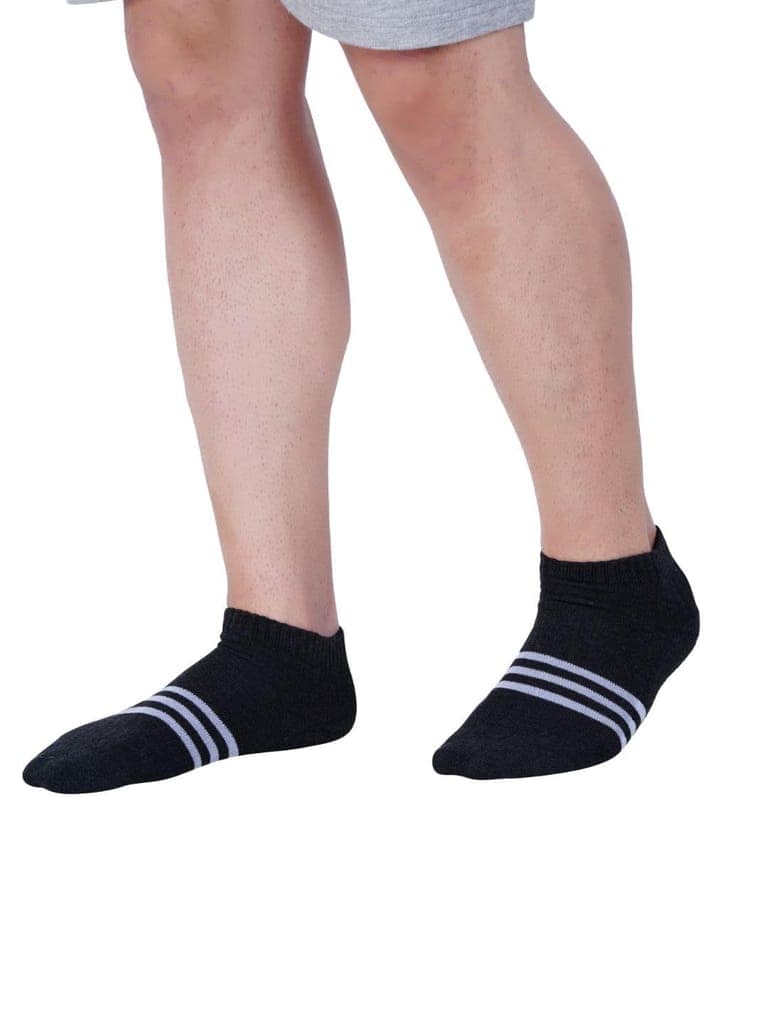 AirGarb Stylish Striped Low Ankle Cotton Socks for Men and Women: Comfortable Cushioning & Breathable Design Pack of 4 - LST4M (Free Size) Andhra Melange view 3