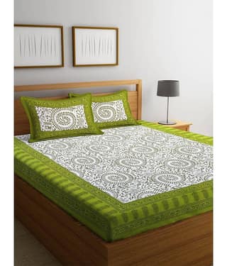 unique choice Cotton Double Bedsheet ( Green )