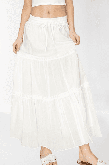 White Ruffle High Waist Long Skirt view 2