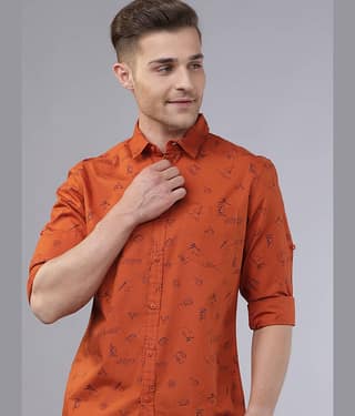 Locomotive 100% Cotton Slim Fit Printed Full Sleeves Men's Casual Shirt - Multicolor ( Pack of 1 )