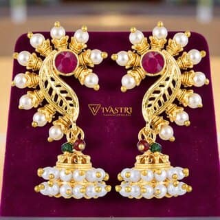 Vivastri Pearl Drops Gold Plated Alloy Drop Earrings for Women & Girls - VIVA2833ERG-MOTI