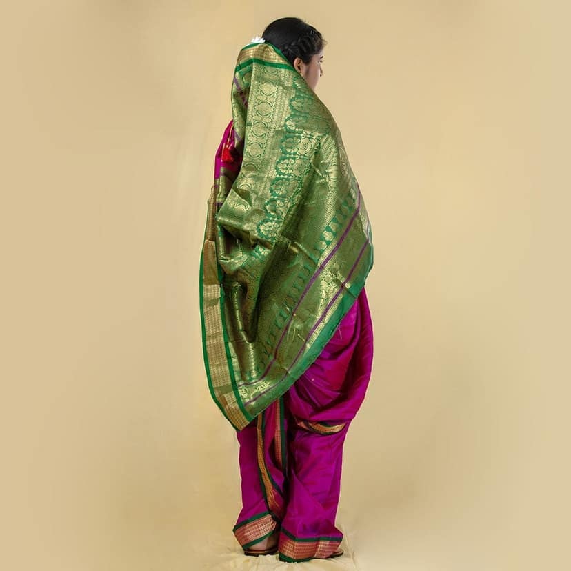 Readymade Pink Nauwari Saree view 3
