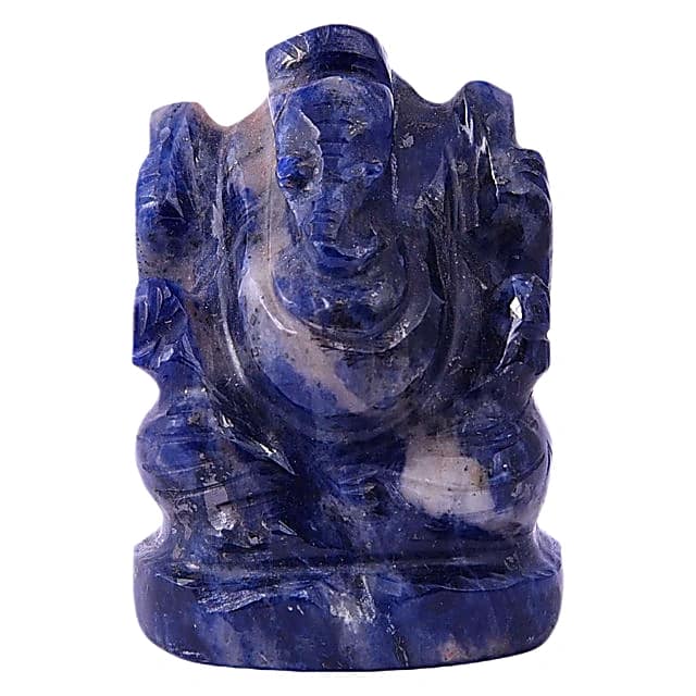 Sodalite Ganesha, Handmade God Ganpati, Ganesha for Pooja, Home Décor, Car Dashboard and Pooja(KI_164) by Krishna Impex