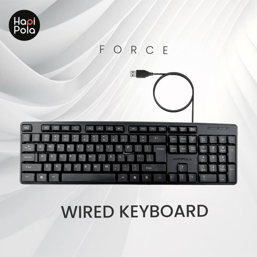 HAPIPOLA Keyboard Force Wired Multimedia Keyboard | Wired USB Supportive Keypad Slim Keystrokes Durable Design Length Cord view 3