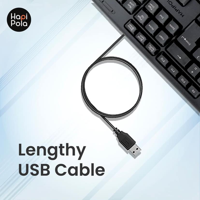 HAPIPOLA Keyboard Force Wired Multimedia Keyboard | Wired USB Supportive Keypad Slim Keystrokes Durable Design Length Cord view 4