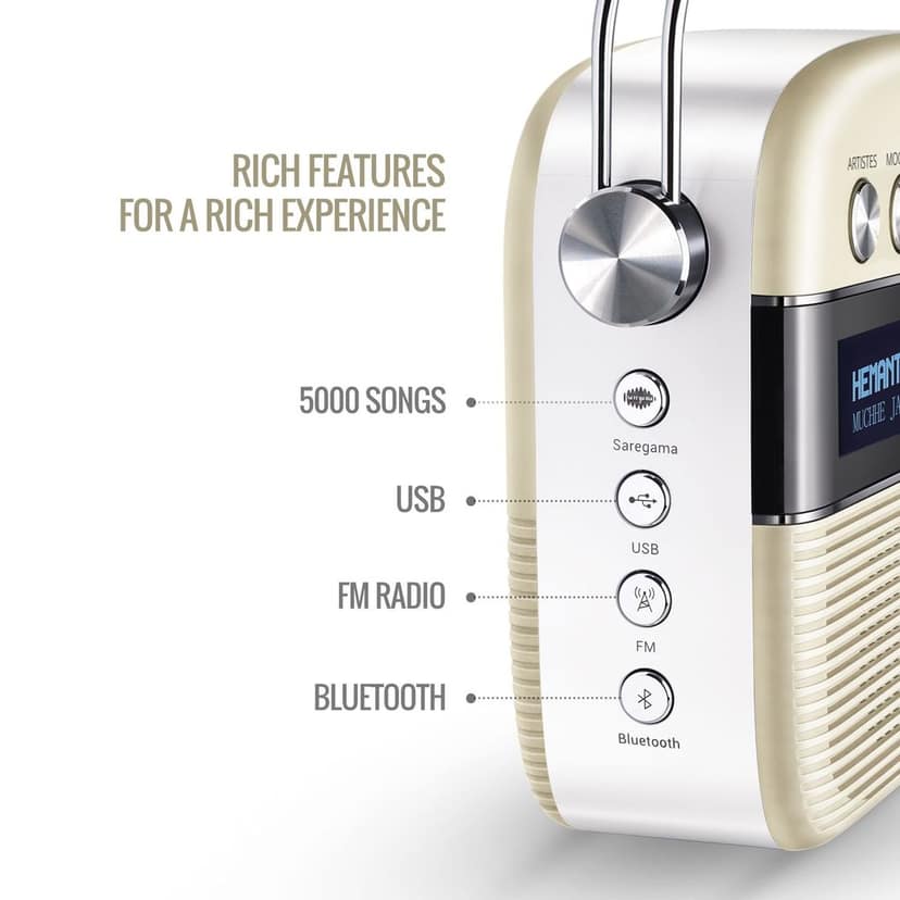 Carvaan Saregama Marathi - Bookshelf Portable Music Player with 5000 Preloaded Songs, FM/BT/AUX view 3