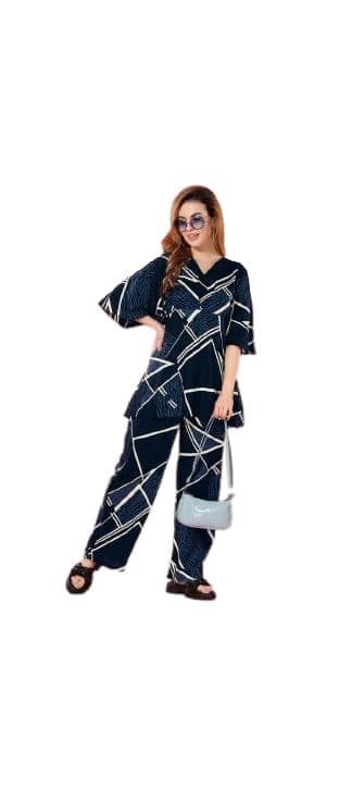 KOI SLEEPWEAR Premium Lissybissy Kaftan Co-ord Set for Women (Free Size Black Color) view 3