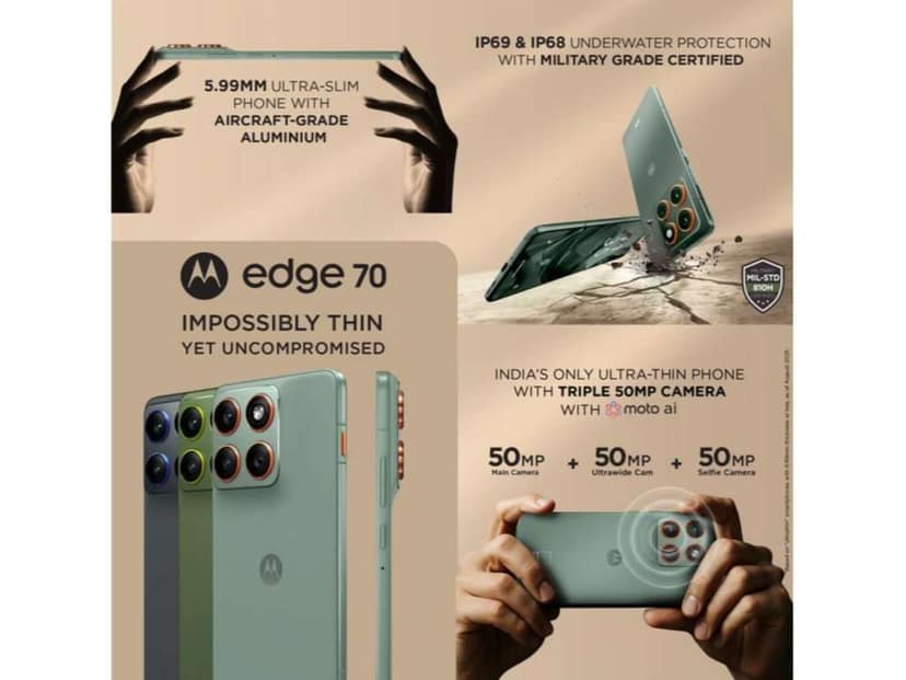 Motorola Edge 70 Smartphone, 8GB RAM, 256GB Storage - Pantone Gadget Gray view 3