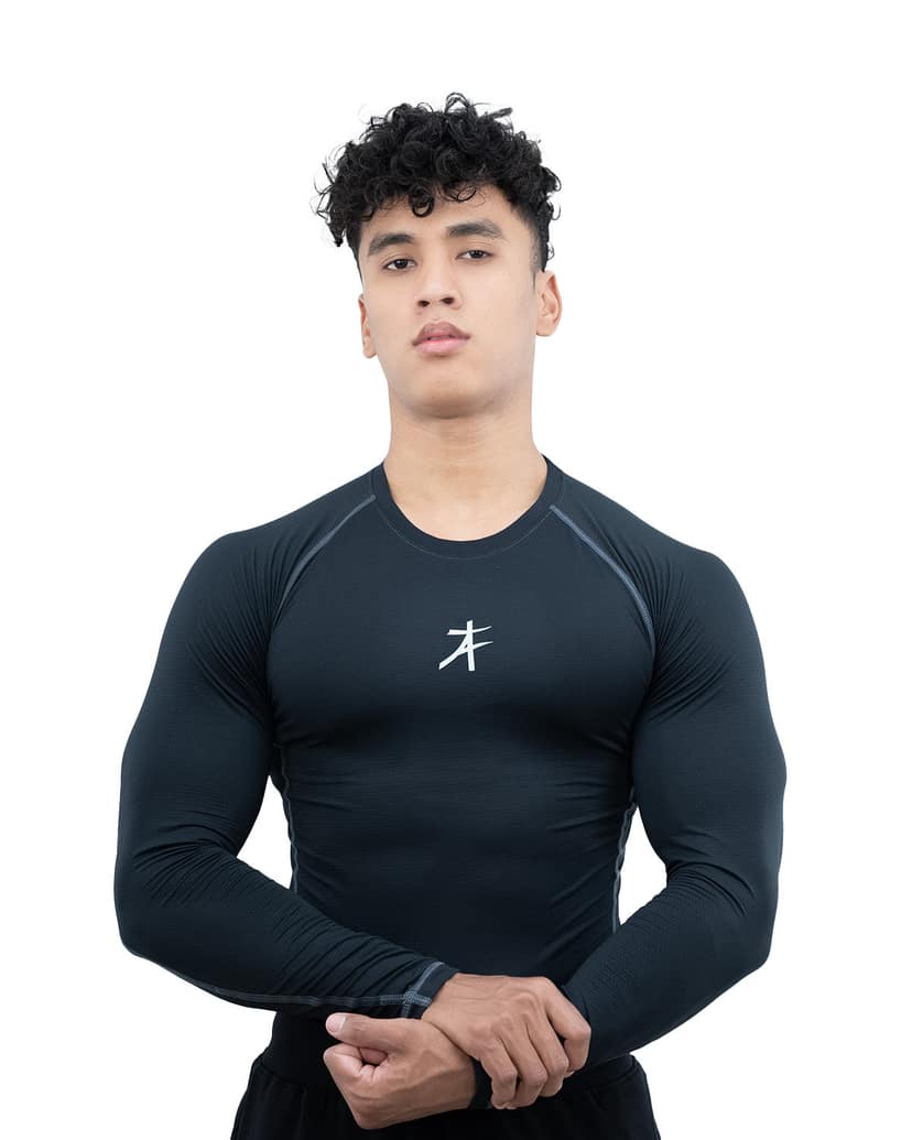 Athflex Men’s Muscle Fit Full Sleeve Textured Compression T-Shirt – Quick Dry, Web Textured Fabric,Superhero Look ,Stretchable Sportswear for Workouts & Fitness - purple/M