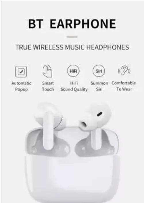 White Wireless Bluetooth Earbuds with Charging Case view 5