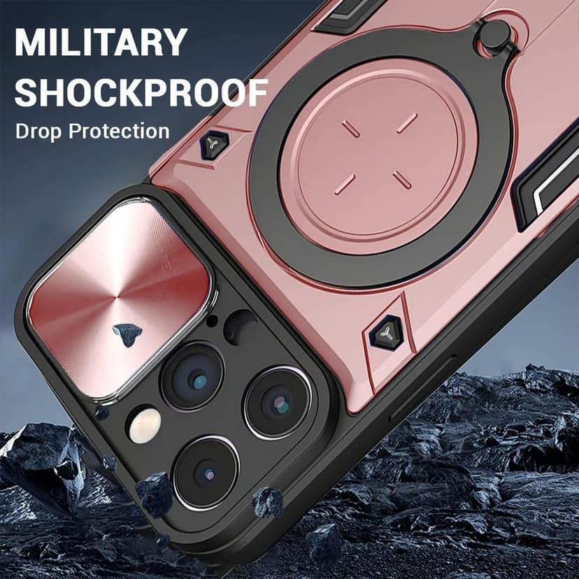LIRAMARK Case Cover Compatible with Apple iPhone 12 Pro (6.1 inch) with Stand & Slider Camera Military Grade Protection view 3