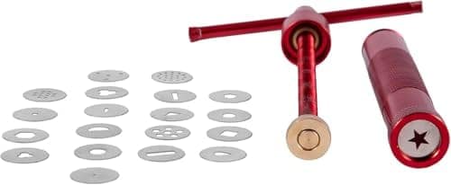 22Pcs Stainless Steel Metal Clay Extruder with 20 Tips Fondant Sugara Paste Extruder Ceramics Pottery Polymer Modeling Decorating Cake Decor Tools Set (Red) view 3