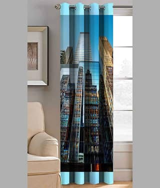 BELLA TRUE Abstract Printed Semi-Transparent Eyelet Curtain 7 ft ( Pack of 1 ) - Multicolor