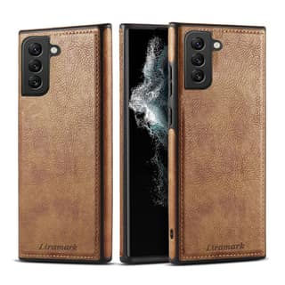 LIRAMARK PU Leather Flexible Back Cover Case Designed for Samsung Galaxy S22 Plus