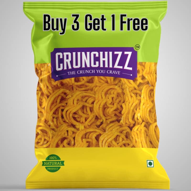 CRUNCHIZZ Snacks - Get 4 at the Price of 3 - 1 Pack FREE Offers I Authentic Kerala CHAKLI/MURUKKU I Traditional South Indian Recipe I No Artificial Additives I Crispy & Crunchy I 4 PACK COMBO I 150 Grams Each I