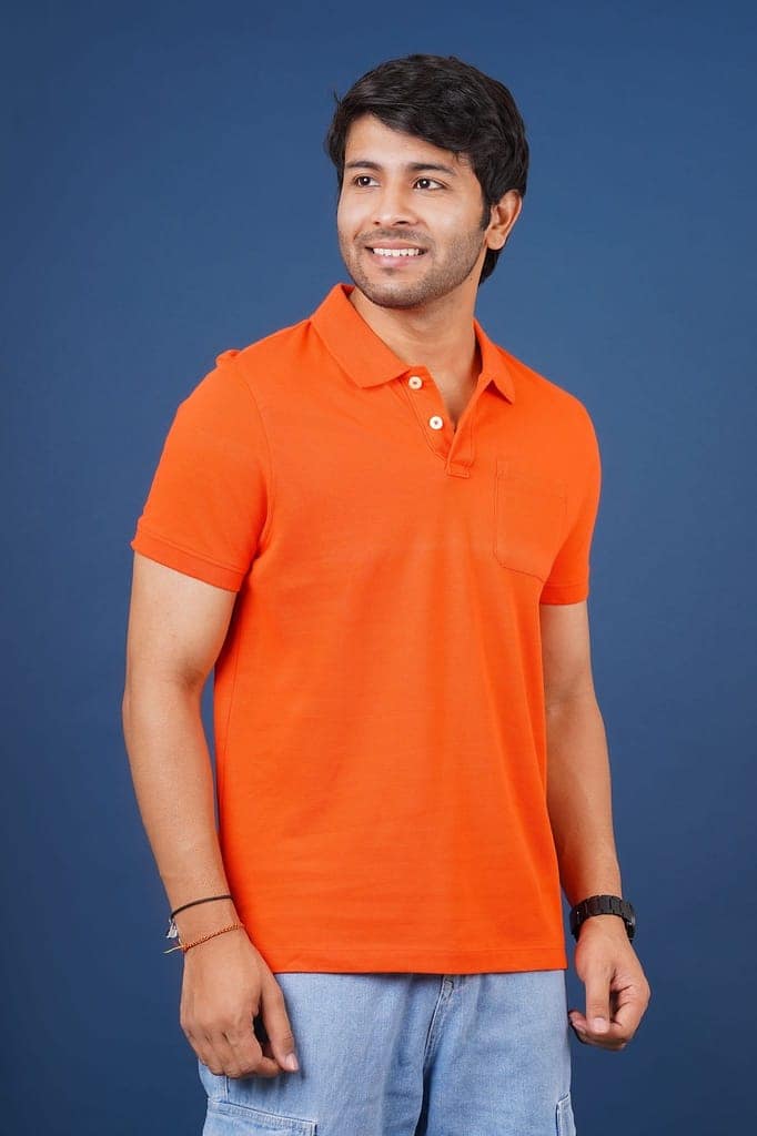 Men Dark Orange Pocket Polo T-Shirt view 5
