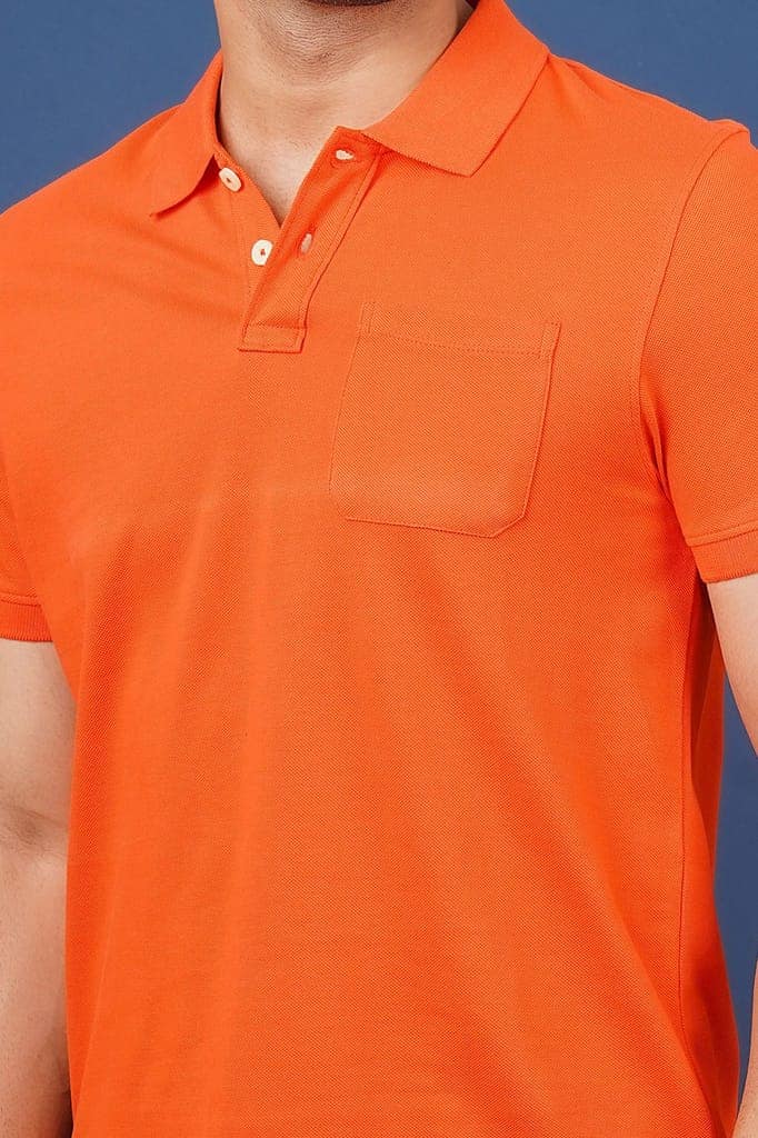 Men Dark Orange Pocket Polo T-Shirt view 6