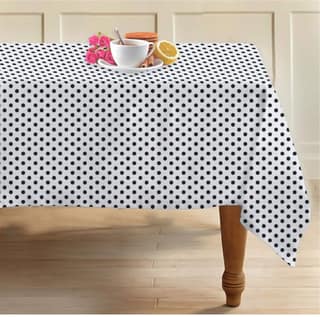 AIRWILL 100% Cotton Polka Pattern 8 Seater Rectangle Table Cover Sized, 56x95 inches (Black,White, Pack of 1)