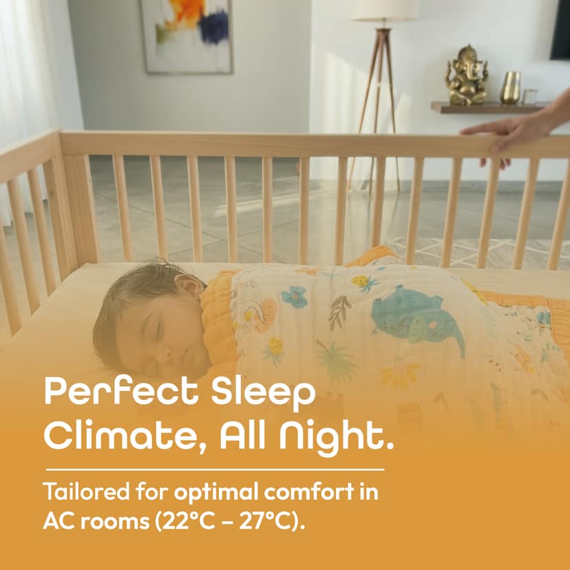 6-Layer Muslin Cotton Baby AC Blanket — Ultra-Soft, Breathable & Lightweight Blanket for Newborn to 6 Years, Stroller Cover & Crib Sheet (White and Mango Yellow) view 4