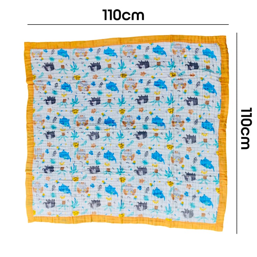 6-Layer Muslin Cotton Baby AC Blanket — Ultra-Soft, Breathable & Lightweight Blanket for Newborn to 6 Years, Stroller Cover & Crib Sheet (White and Mango Yellow) view 5