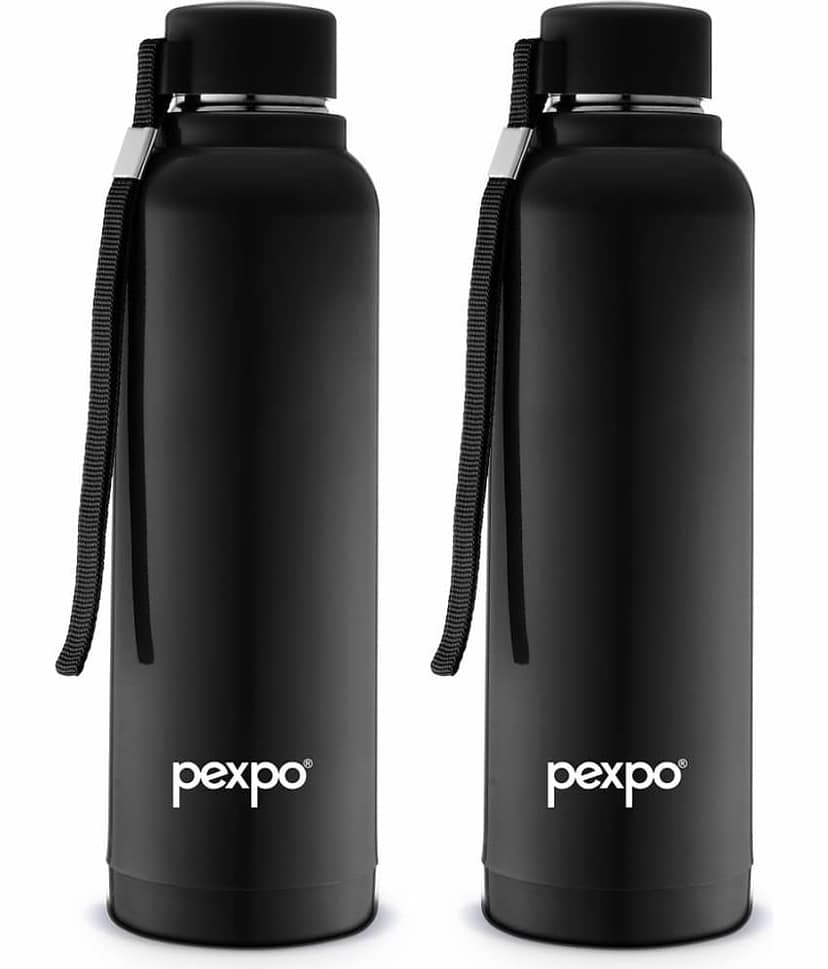 Pexpo - STEREO 900 PUF INSULATED STAINLESS STEEL BOTTLE Red Water Bottle 700 ml mL ( Set of 2 )