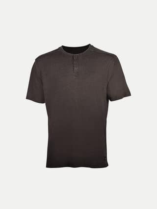 Mens Black Washed Henley Tee