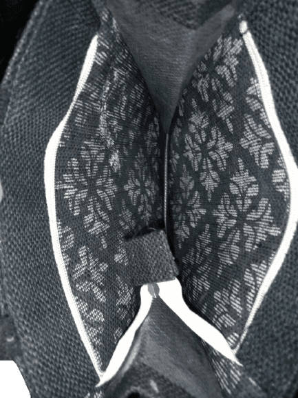 Black and White Floral Jute Tote Bag view 2