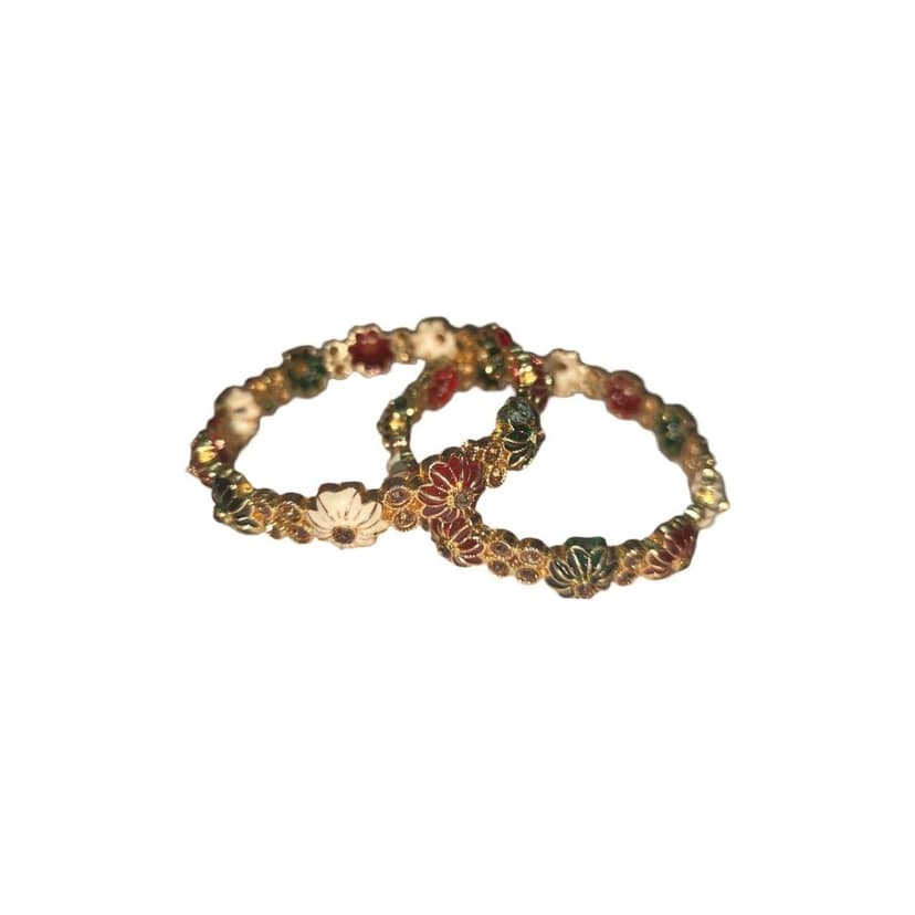 Gold Plated Flower Design Bangle Set for Women - Set of 2 view 3
