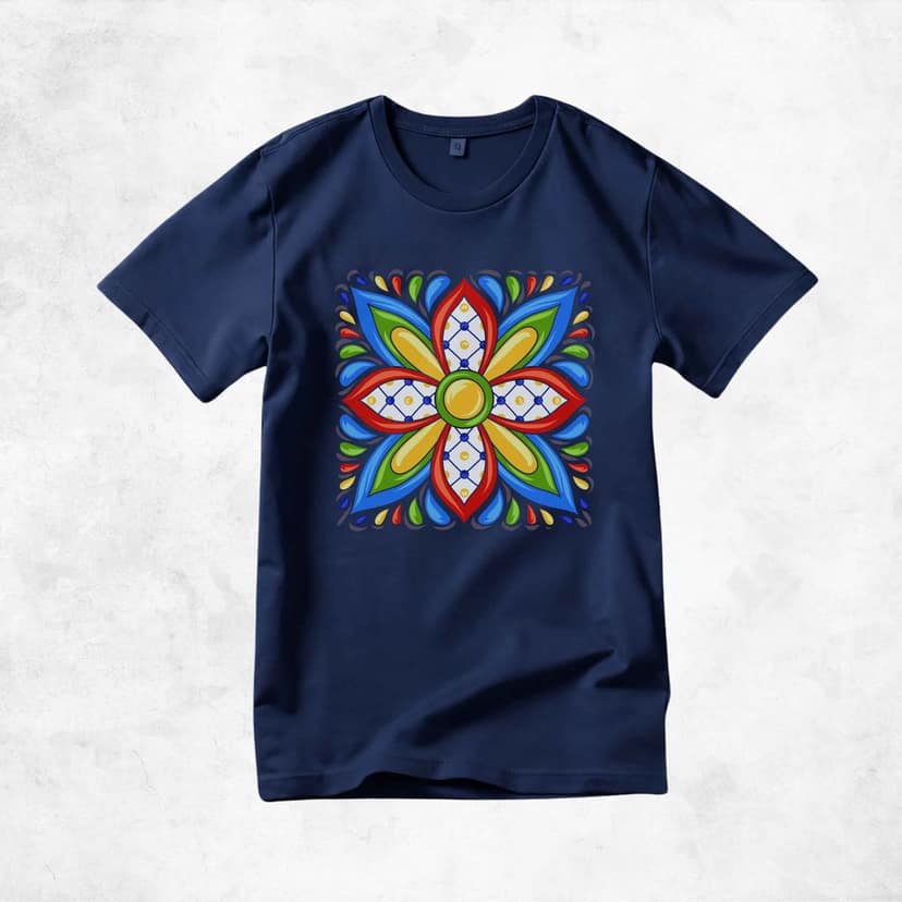 Trishoolin Vibrant Mandala Bloom Theme T-Shirt | Design 30110MB | Cotton Regular Fit | Crew Neck / Round Neck Half Sleeve | Pack of 1 view 2