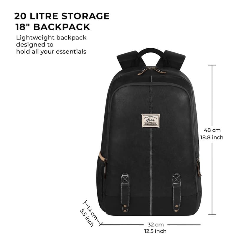 Classic Anti Theft Faux Leather 14 cms Black Laptop Backpack (LBPCLSLTH0101) view 2