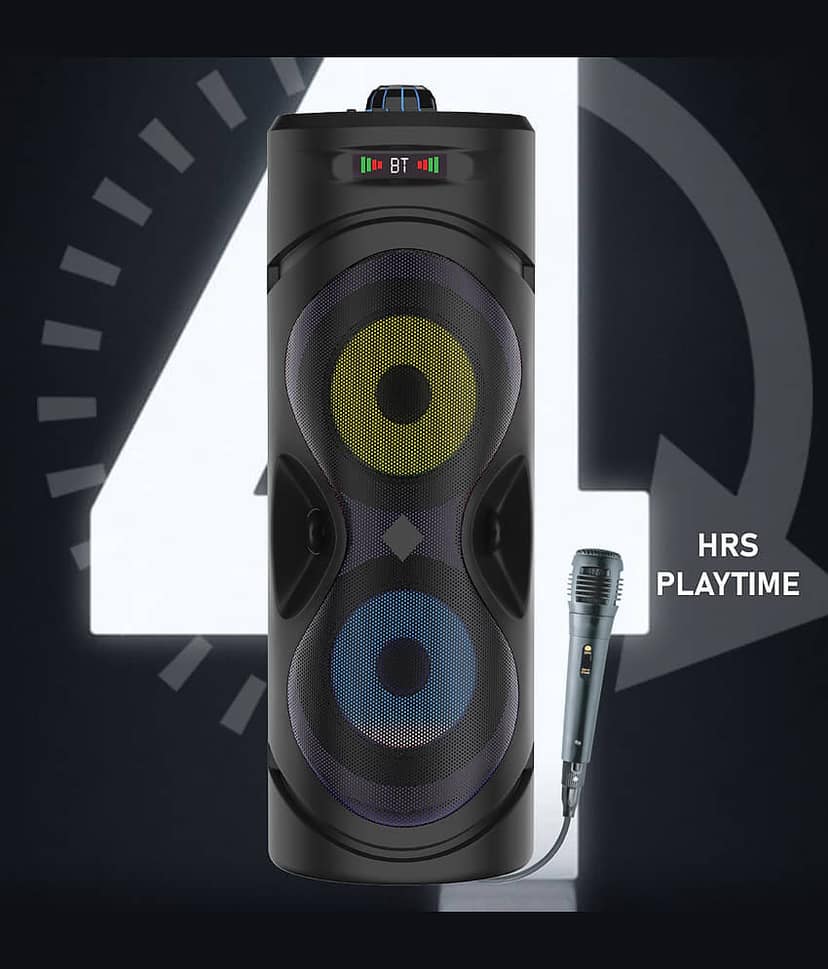V WORTEX THUNDER 30 W Bluetooth Speaker Bluetooth v5.0 with USB,SD card Slot,Aux Playback Time 4 hrs Black view 2