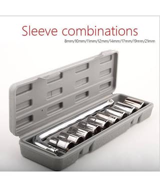 Aiwa TM Plastic Socket Wrench Hand Tool Kit/Set (Grey, 10-Pieces) Useful for Car Tyre Opening Automotive Purpose