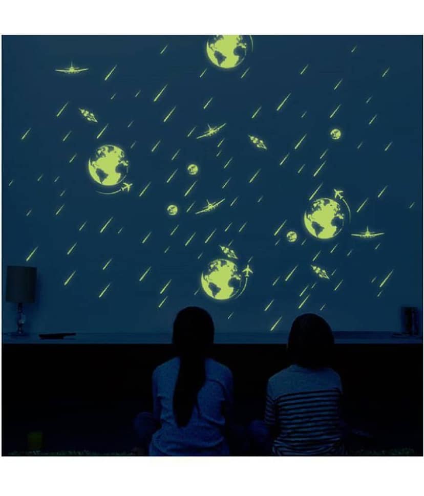 Jaamso Royals Radium Mother Earth Moon & Stars Moon & Stars PVC Glow in the Dark Sticker view 2