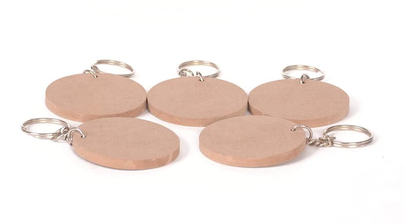 DIY MDF Key Chains Wood Sheet Craft - Circle-Shaped for Painting, Decoupage, Resin Art Work & Decoration - Set of 20, 2 in x 2 in (Round) - Brown view 4