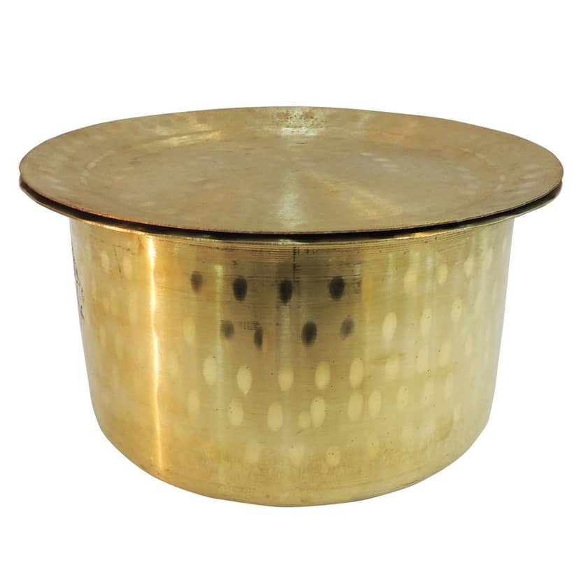 Brass Bhagona With Lid 3 Liter | Heavy Duty Cooking Pot, Height : 5 Inch (ZMAS637 D) view 3