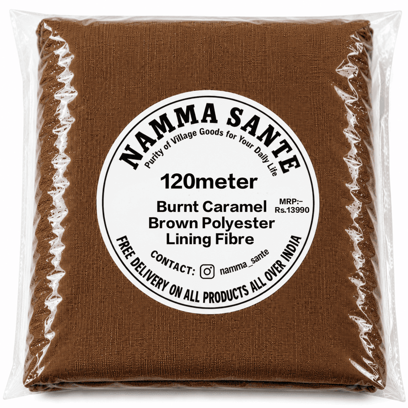 Burnt Caramel Brown Polyester Lining Fibre (Bada Panna), Burnt Caramel Brown Polyester Lining Fabric (Bada Panna), Caramel Brown Polyester Lining Fabric (Bada Panna), Warm Brown Polyester Lining Fabric (Bada Panna), view 3
