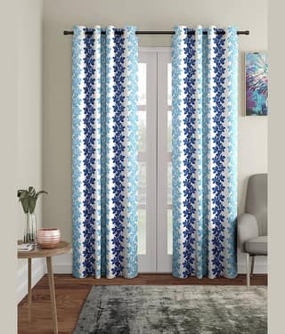 Cortina - Nature Printed Room Darkening Eyelet Curtain-7 Ft-pack of 2