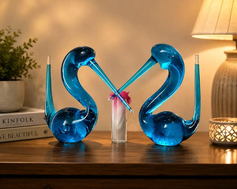 Blue Glass Swan Decorative Showpiece view 2