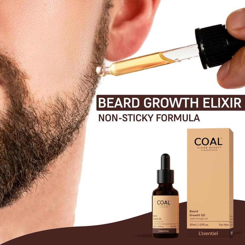 COAL Clean Beauty Beard Growth Oil with Jojoba & Argan Oil | Makes Patchy Beard Thicker, Denser & Voluminous | Men | All Beard Types | 30ml view 6