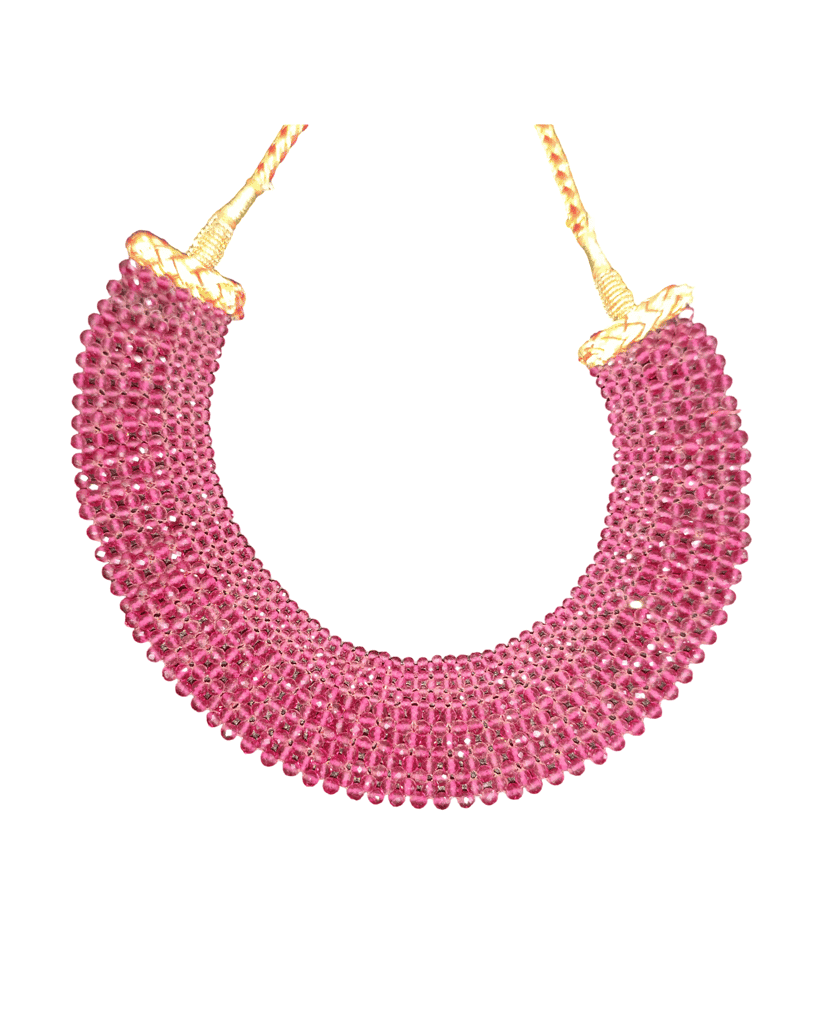 Ruby Red Bead Choker Set - Elegant Statement Piece view 2