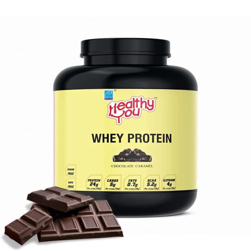 Healthy You Whey Protein | 23.76g Protein, BCAA 5.45g per 33g scoop| Improved Protein Utilisation| Sugar & Dope Free| Easy to Digest| Faster Recovery| Essential Amino Acids