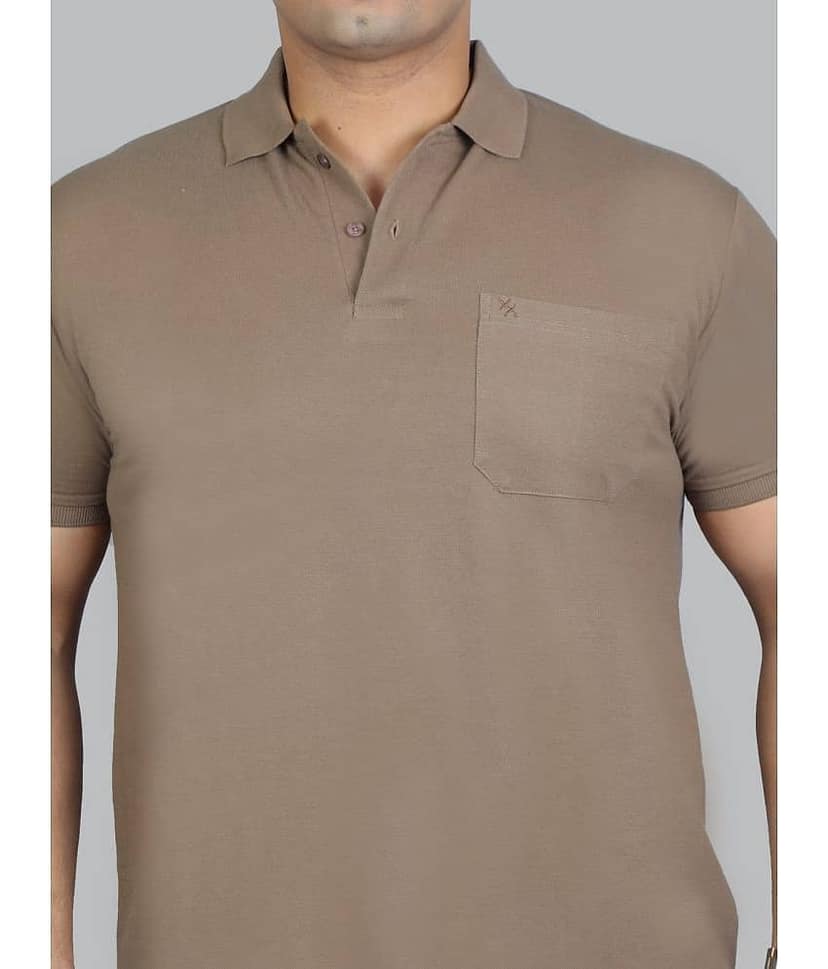 Xmex Pack of 1 Cotton Blend Regular Fit Solid Half Sleeves Men's Polo T Shirt ( Mustard ) view 2