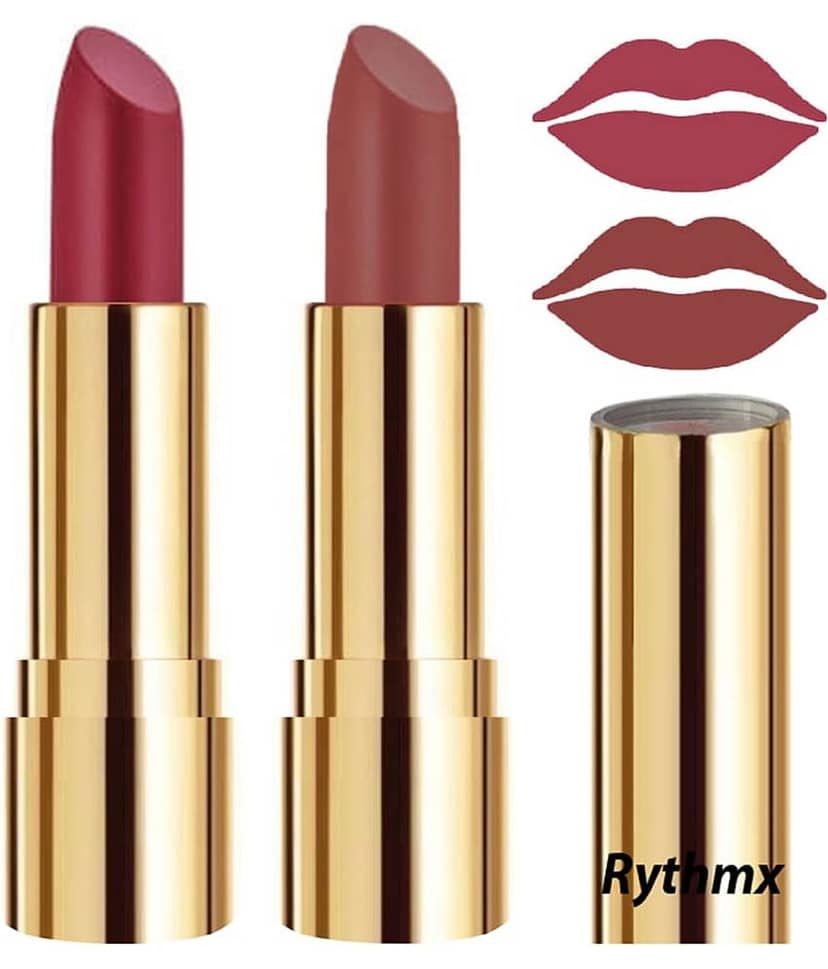 Rythmx Pink,Nude Matte Creme Lipstick Long Stay on Lips Multi Pack of 2 8 g