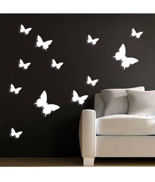 Jaamso Royals White Butterfly PVC White Wall Sticker - Pack of 1