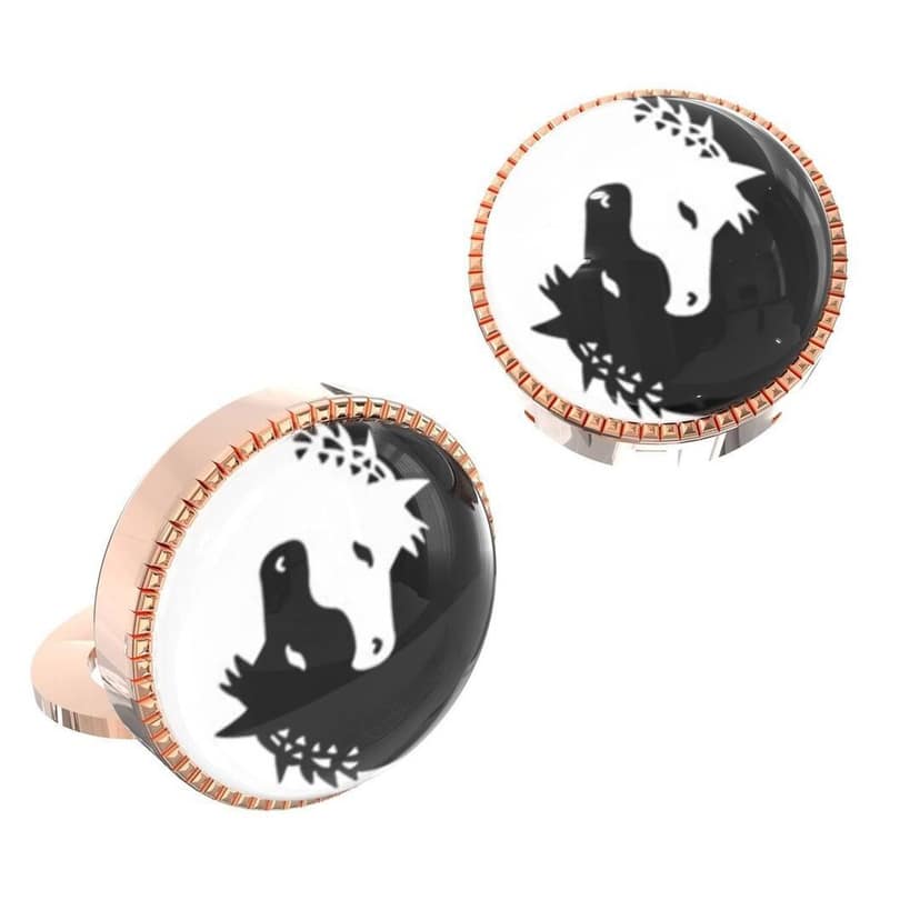 The Smart Buttons - Shirt Button Cover Cufflinks for Men - 2 Horses Of Ying & Yang Design Pattern view 2