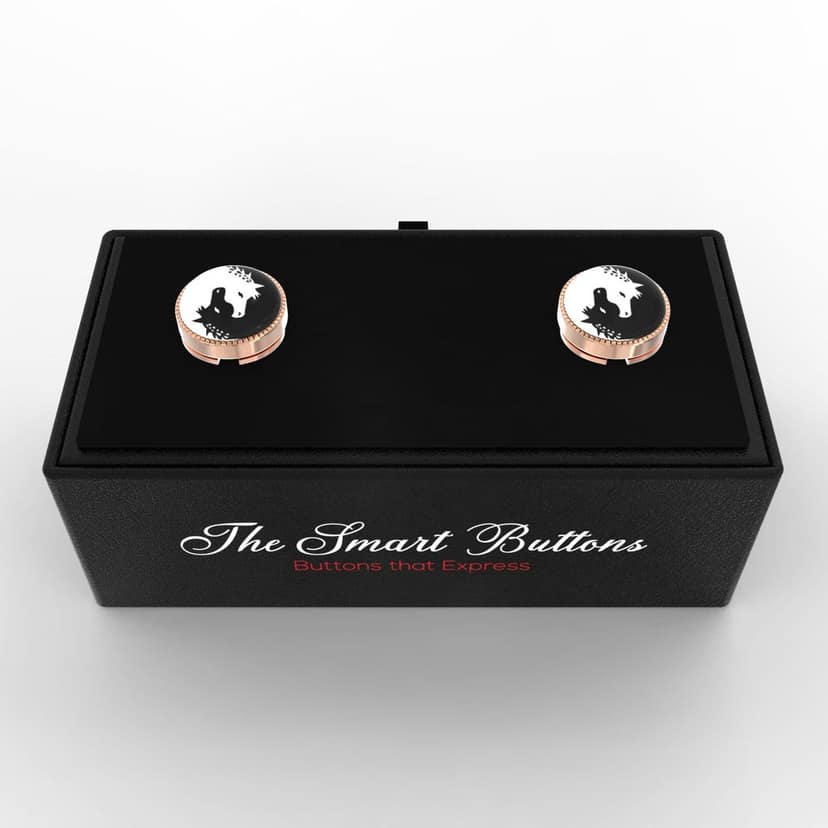 The Smart Buttons - Shirt Button Cover Cufflinks for Men - 2 Horses Of Ying & Yang Design Pattern view 3