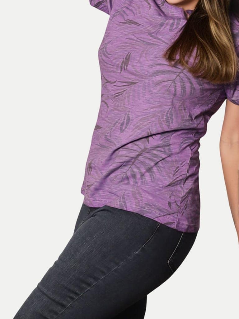 Women Violet Floral Printed T-shirt view 3