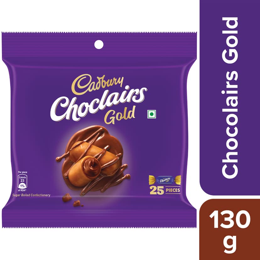 Cadbury Choclairs Gold Candy, 130 g (25 Candies) view 2