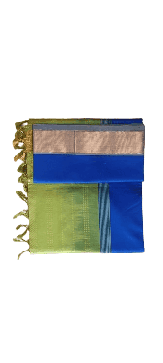 Green and Blue Kanchipuram Silk Saree With Blouse view 3