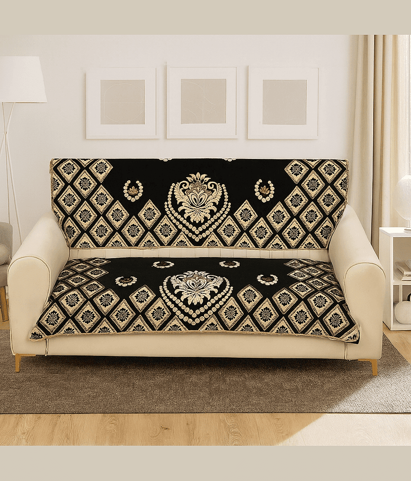 FURNISHING HUT 3 Seater Chenille Sofa Cover ( Pack of 1 )